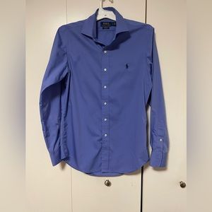 Polo Ralph Lauren, small petite button up women’s blue dress shirt